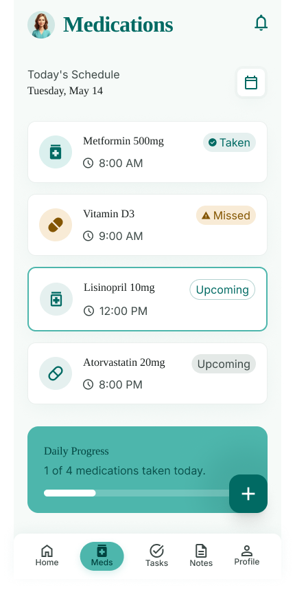 CareBridge medication manager screen