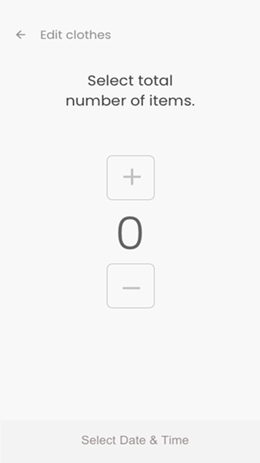 Hawa app wireframe — total items counter