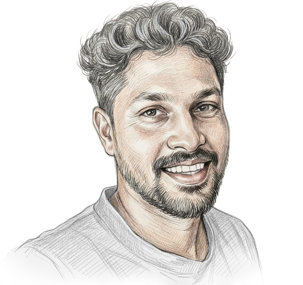 Sketched portrait illustration of Jithesh D