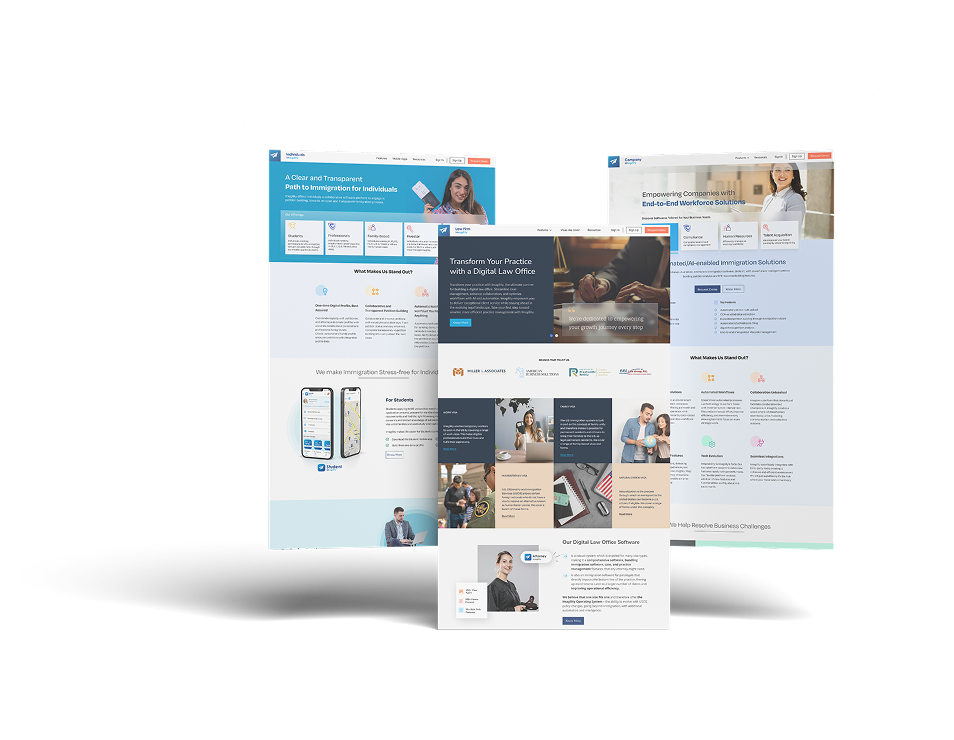 Imagility website redesign — overview of key screens