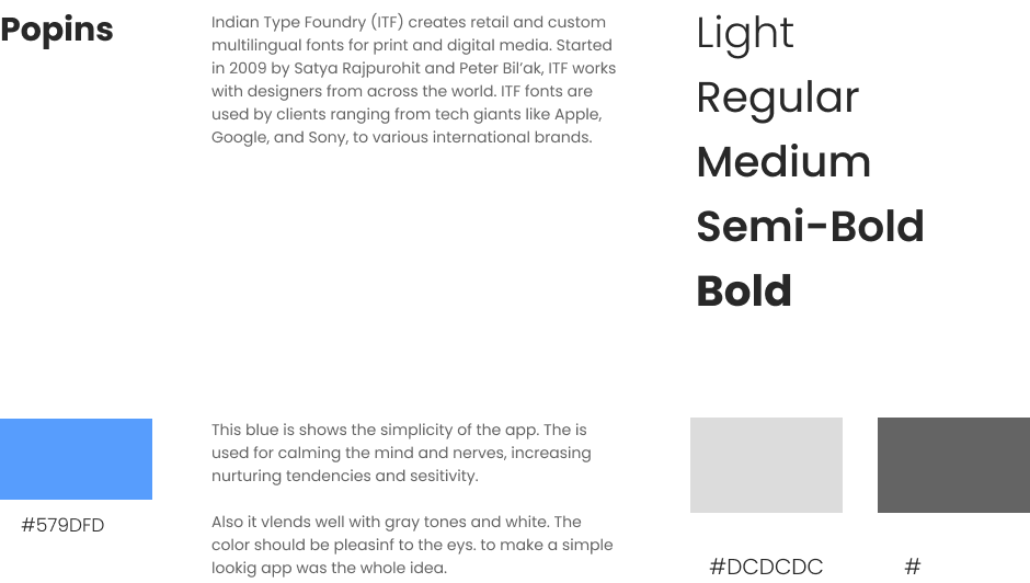 Hawa app typeface (Poppins) and color palette